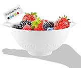 Meadow Lane Goods 6-Inch, 3 Cup Personal Colander With Dual Handles For Fruit & Vegetable Portion Control (1 Pack, White)