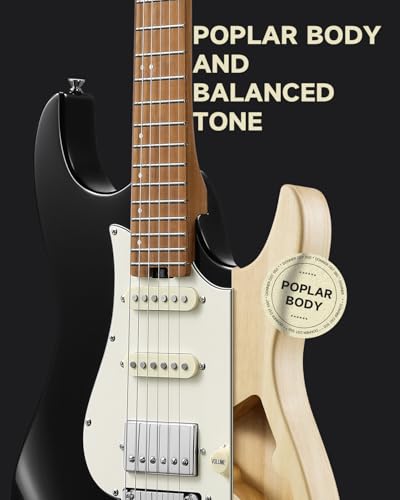 Image of Donner 39 Inch Electric Guitar, DST-550 Solid Double-cut Poplar Body Electric Guitar for Intermediate & Pro Players, 7 Tone-switching Options & Tremolo Bridge, Bonus Bag- Black