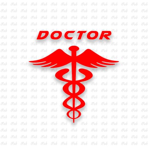 Image of Doctor Stickers for Car - Doctor Logo Reflector Sticker for Car, Waterproof Sticker, Size 10.5cm x 10.5cm (Pack of 2) (Red)
