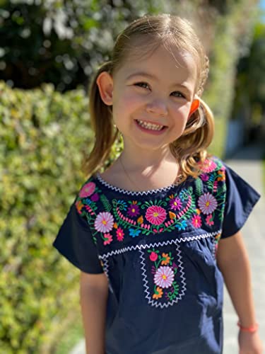 Image of unik Girls Cotton Embroidered Floral Blouse for Birthdays, Cultural Events, Cinco De Mayo