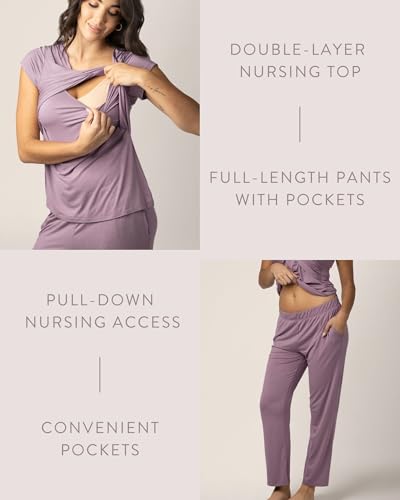 Image of Kindred Bravely Davy Maternity Pajamas & Postpartum Lounge Sets for Women, Short Sleeve Nursing Pajamas
