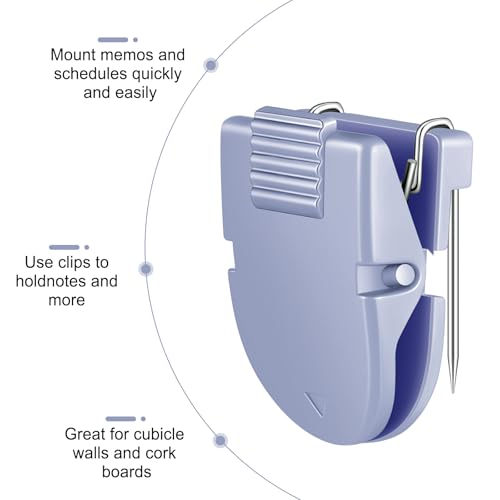 Image of Feifeiya 15 Pcs Cubicle Clips for Fabric Panels,Blue | Office Partition Wall Clips, 40-sheet Capacity for Notes Photos Memos, Metal Spring, Fits Cubicle Fabric Accessories