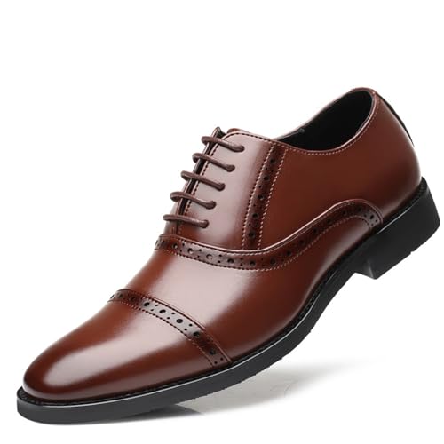Men's Leather Casual Oxford Shoes Classic Round-Toe Low Top Block High Heel Shoes Classic Lace Up Oxfords Dress Shoes Faux Patent Leather Tuxedo New