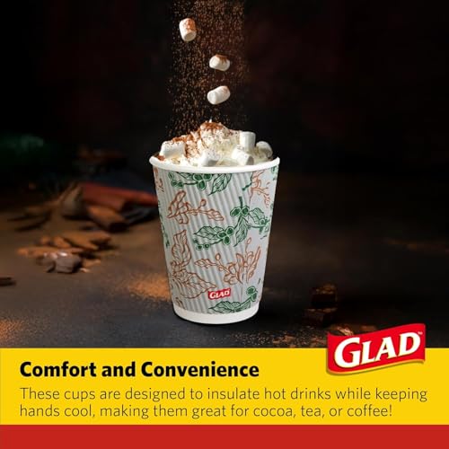 Glad Disposable Coffee Cups with Lids, Coffee Flower, 12 Oz, 50 Count, 2-Pk - image 4