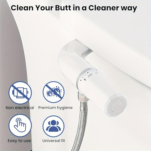 Image of Ultra-Slim Bidet Toilet Attachment, Self-Cleaning Retractable Dual Nozzle (Rear & Feminine Wash), Non-Electric Bidet for Toilet with Adjustable Water Pressure, No Seat Gap, Easy DIY Install (White)