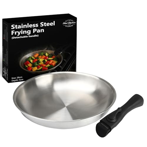 MISL HOME Edelstahl Bratpfanne 28cm Abnehmbarer Griff