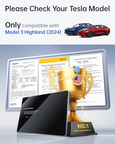 Streamlined Tesla Model 3 (2024) Accessories: Anti-Fingerprint & Glare-Free Screen Protector Set with Mounting Frame Kit