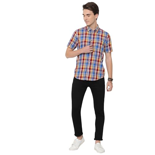 Image of Pepe Jeans Men's Cotton Rob Y /D Twill Checks Regular Fit Shirt
