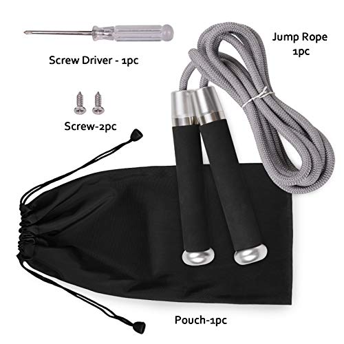 JAKAGO Weighted Jump Rope Adjustable Speed Rope Skipping with Memory Foam Handles Heavy Skip Rope for Pro Sports Boxing MMA Cardio Training fits Men Women and Kids (Black) - Thumbnail 3