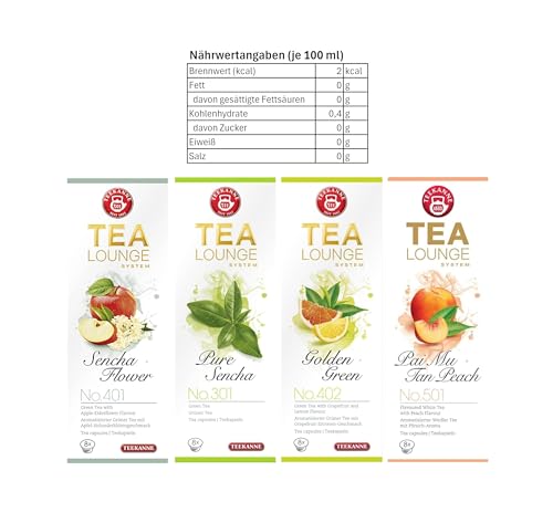 Teekanne Tealounge Kapseln - Grüner Tee Sortiment mit 4 Sorten (32 Kapseln)
