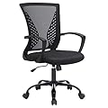 SONGMICS OBN22BK OBN22BK-Sedia da Ufficio, Girevole, Regolabile in Altezza, Funzione di Inclinazione Libera, Seduta e Schienale in Rete Respirante, Max Portata di 120 kg, Nero, Nylon, OneSize