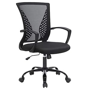 SONGMICS Fauteuil de Bureau, Chaise Ergonomique, pivotant, réglable en Hauteur, mécanisme d’Inclinaison, siège et Dossier en Toile Respirante, Bureau, Charge 120 kg, Noir OBN22BK