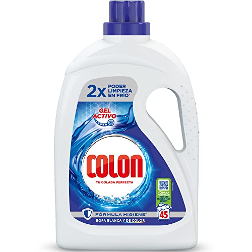 Colon Gel Activo - Detergente para lavadora líquido, fórmula higiene, adecuado para ropa blanca y de color, formato gel - 45 dosis
