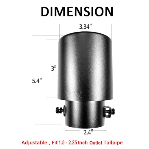 Image of Dsycar Universal Stainless Steel Car Exhaust Tail Muffler Tip Pipe - Adjustable Car Decoration Exhaust Tips (Straight-Black)