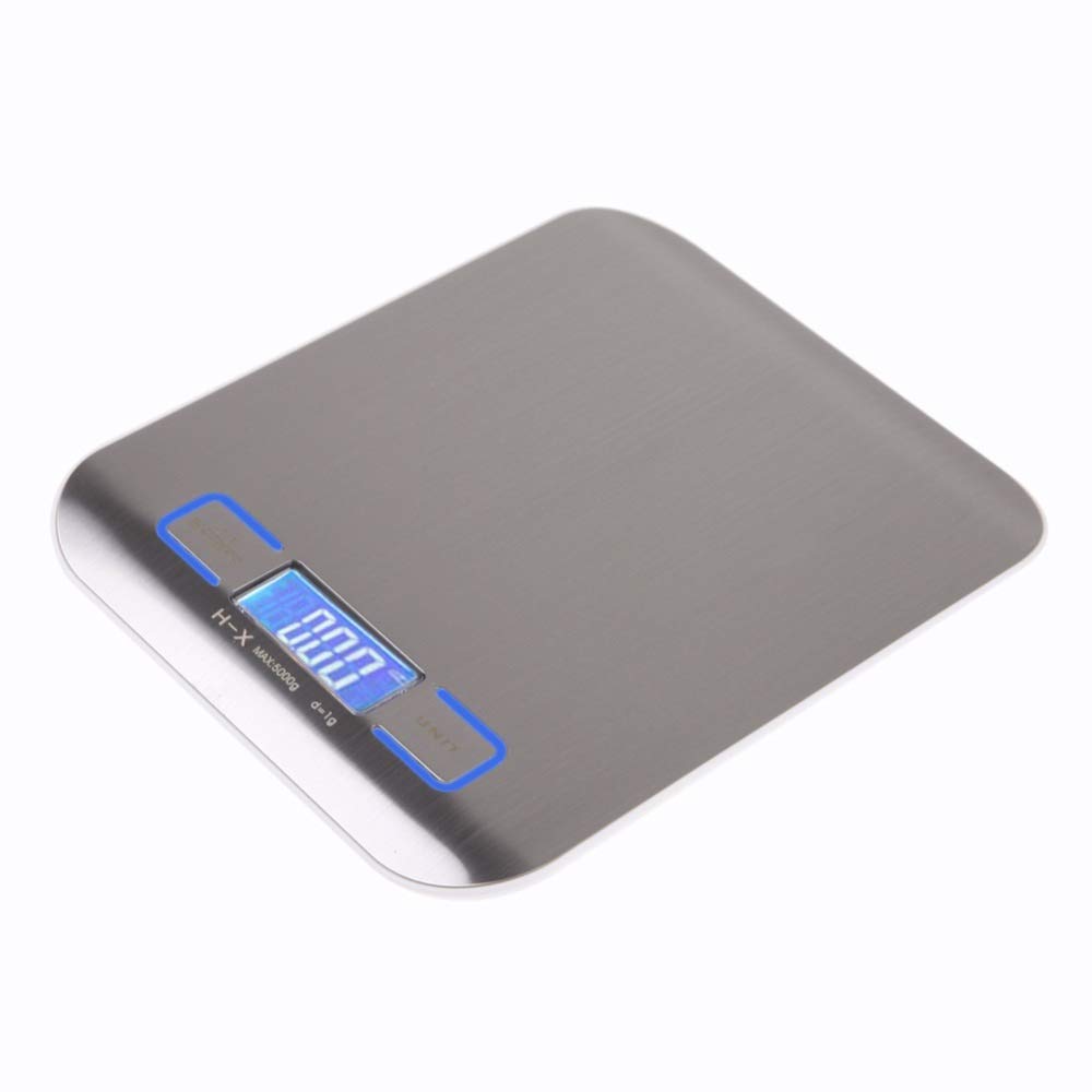 Balance de cuisine électronique de 11 lbs / 5000 g - Balance numérique en acier inoxydable - Écran LCD - Outils de mesure précis