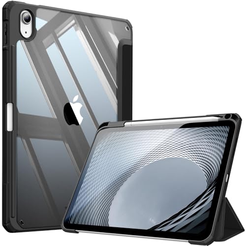 Fintie iPad 第11世代 (A16、2025) / 第10世代 (2022) ケース 11/10.9インチ 透明バックカバー Apple Pencil 収納可能 三つ折スタンド スリープ機能 軽量 薄型 傷つけ防止 PU合成レザー TPU（1ブラック）の商品画像（Amazon）