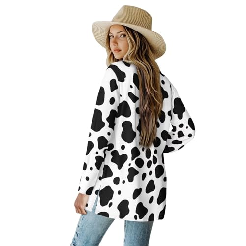 Image of Womens Open Fron Cardigan Sweaters Long Sleeve Oversized Casual Tops Loose Lightweight Daily Coats with Pockets