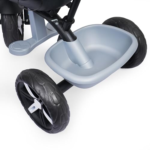 Image of Luusa Elite 500 Kids Tricycle with Parent Push Handle & Safety Seat Belt - Premium 3 Wheel Toddler Cycle with Storage Basket & Comfortable Backrest for 1-4 Years Boys & Girls (Black Silver