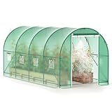 Greenhouse, 15’x7’x7’ Upgraded Walk-in Greenhouse with Spraying System, Heavy Duty Tunnel Green House with 6 Ventilated Mesh Windows & Zippered Roll-up Door, Large Plant Garden Hot House Outdoor