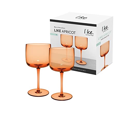 Villeroy & Boch - Like Apricot Wine Goblet Set 2 pces, Coloured Glass Orange, Capacity 270 ml, 8.5 x 17 cm