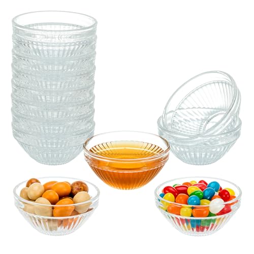 10 Set Mini Glass Prep Bowls, 2.5oz Ribbed Small...