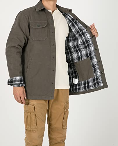 Image of ZENTHACE Men's Full Flannel Lined Shirt Jacket, Heavy Washed Rugged Cotton