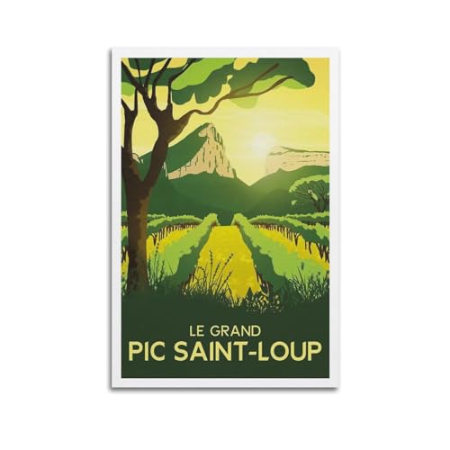 Poster vintage Le Grand Pic Saint Loup déco murale salon tableau sur toile 60x90cm