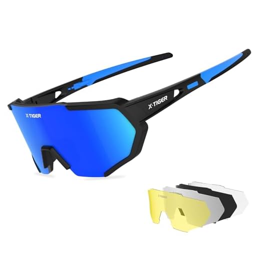 X-TIGER Occhiali Da Ciclismo Con 5 Lenti intercambiabili, TR90 Occhiali Bici MTB per Ciclismo Corsa Pesca Guida