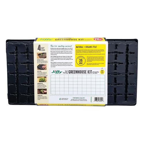 Image of Ferry Morse Jiffy Seed Starting Greenhouse Tray Kit with 72 36mm Peat Pellets and Bonus SUPERthrive Sample + Plant Markers, 2 Pack, 144 Pellets Total
