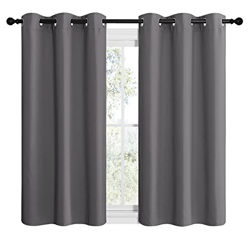 Image of NICETOWN Bedroom Curtains Blackout Drapery Panels, Three Pass Microfiber Thermal Insulated Solid Ring Top Blackout Window Curtains /Drapes (Two Panels, 42 x 50 inches, Gray)