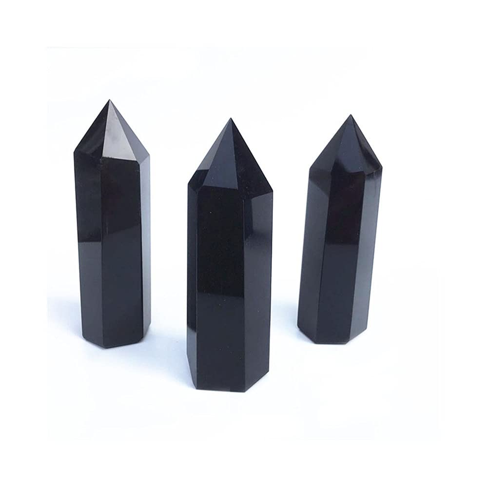 Tour de Baguette en Cristal d'obsidienne noire naturelle, obélisque décoratif de salon