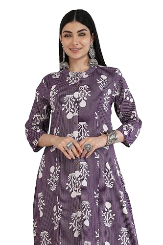 Image of MIRCHI FASHION Pure Cotton Kurti for Women | A-Line Kantha Work Printed Kurta for Woman | Ethnic Wear for Office & Daily Use (Single Piece)