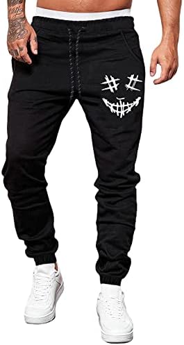 OYOANGLE Men's Cartoon Graphic Drawstring Elastic Waist Pants Casual Sweatpants with Pockets Black L