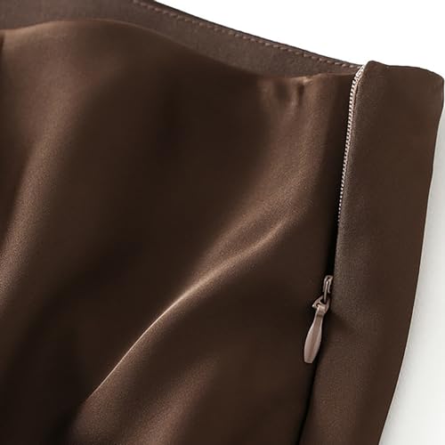 CORIRESHA Women's Elegant Satin Skirt High Waisted Flowy Work Mermaid Maxi Skirt2