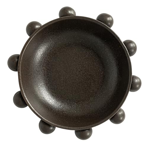 Bloomingville 9.75 Inches Stoneware Bowl with Orbs and Reactive Glaze, Black