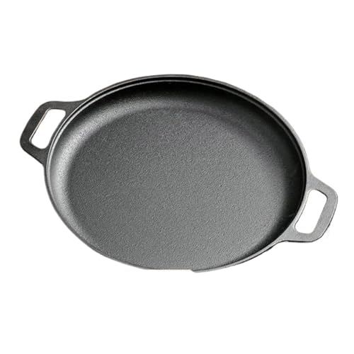 Genérico Sartén de hierro fundido antiadherente for Pizza, olla for tortitas huevo, sartén for carne y verduras, tortilla plana for cocina casera, utensilios for exteriores(33cm)