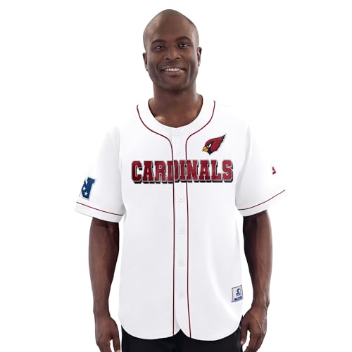 STARTER Men's White Arizona Cardinals Relay Full-Button Baseball Jersey