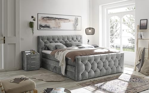 CASHFIELD 8 Boxspringbett mit Bettkasten 180x200, Grau - Bequemes Doppelbett mit 7-Zonen-Federkern Matratze & Kaltschaum Topper mit Klimaband - 200 x 113 x 225 cm (B/H/T) CASHFIELD 8 Boxspringbett mit Bettkasten 180x200, Grau - Bequemes Doppelbett mit 7-Zonen-Federkern Matratze & Kaltschaum Topper mit Klimaband - 200 x 113 x 225 cm (B/H/T)