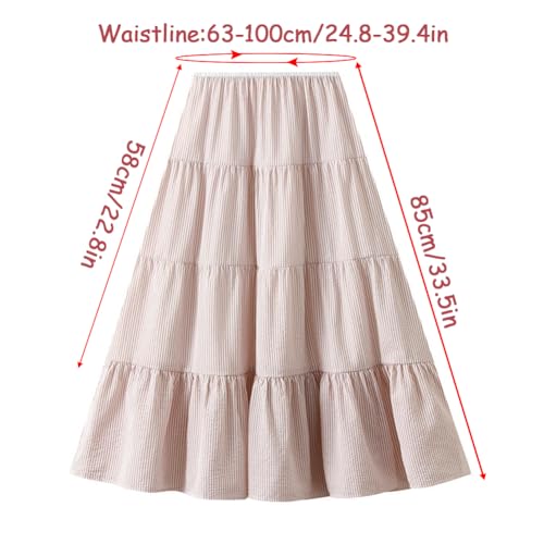Women's Pleated A-Line High Waist Swing Flare Midi Skirt for Women Sweet A-Line Flare Dress with Adjustable Waistband, Pink3