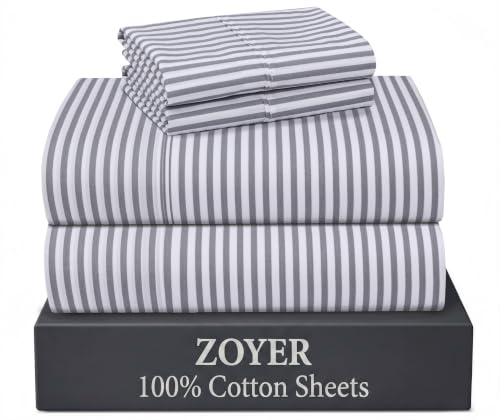 ZOYER Queen Size Cotton Percale Sheet Set