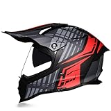 Cross Casco De Moto Casco Profesional De Motocross para Adultos Motocross con Forro Extraíble Casco Moto Modular Certificado ECE E,XXL=63-64CM