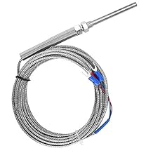 Thermocouple Probe, PT100 Temperature Sensor Probe, Three Wire Thermocouple Temperature Sensing Wire, 50mm Probe M8 Thread Temperature Sensor Wire 0-400C5M