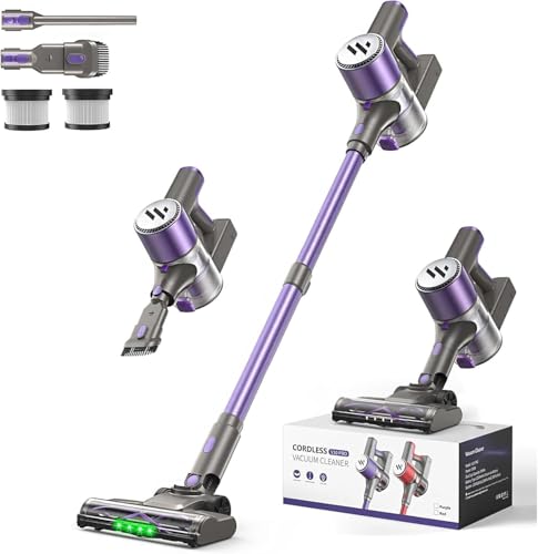 Image of MBTTODF Cordless Vacuum Cleaner,Vacuum Cleaner for Home with Brushless Motor,Lightweight Stick Vacuum with Self-Standing and Touch Screen,Hardwood Floor Vacuum for Pet Hair,Carpets,Tile(Deep Purple)