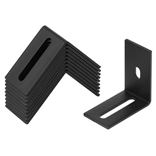 OTTFF 10 Pack 2-3/4\" x 2-3/4\" Black Adjustable L Bracket with Slot, Right Angle Corner Braces for Wood