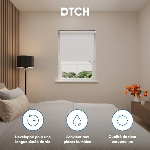 Store enrouleur occultant blanc DTCH 110x190 cm pour fenetre sans perçage