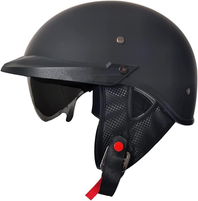 Casco de media cara para motocicleta, aprobado por DOT, para adultos, hombres y mujeres, casco retro abierto con protector solar desplegable ANG