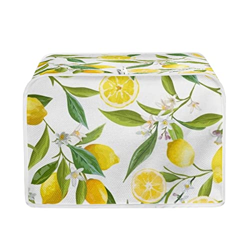 Salabomia Lemon Print Toaster Cover 2 Slice, Fruit Pattern Washable Durable Bread Maker Cover Toaster Protector, Dustproof Kitchen Appliance Accessories, Women Gift, White And Yellow #TOP14