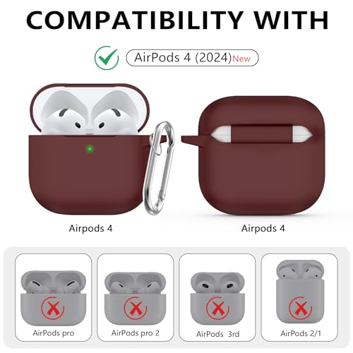Image of Ljusmicker for AirPods 4 Case 2024 with Cleaner Kit,Wine Red