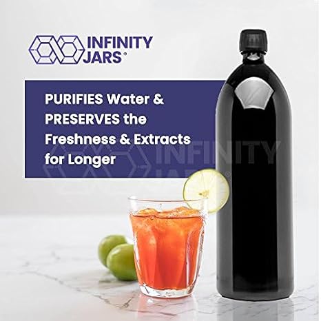 Infinity Jars 1 Liter Ultraviolet Glass Water Bottle, Airtight Leak-Proof | Smell-proof 34 fl oz dark glass bottle, preserves freshness, durable and reusable for juice, oil, kombucha, vinegar