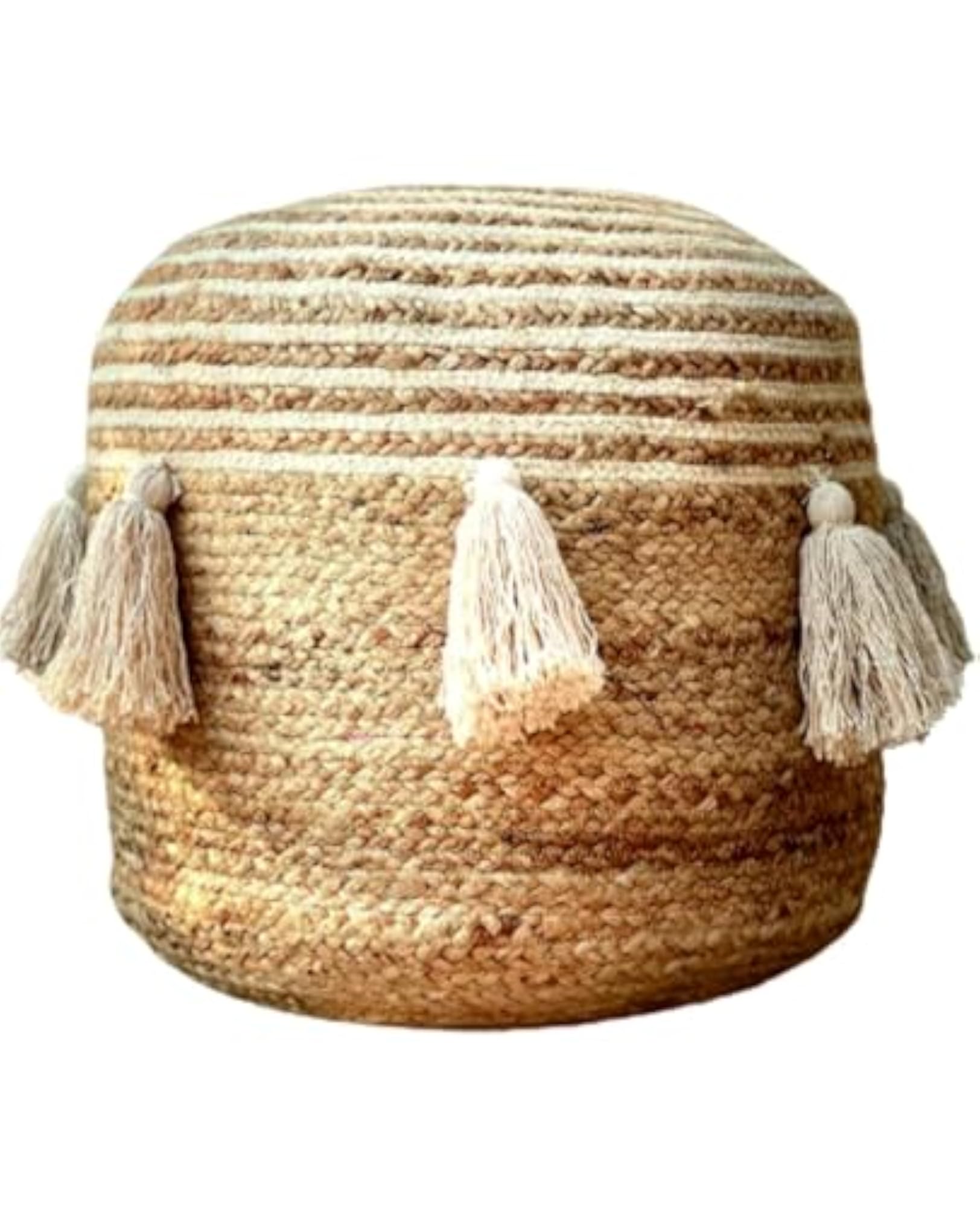 Braided Ottoman Pouf - Cozy & Bohemian
